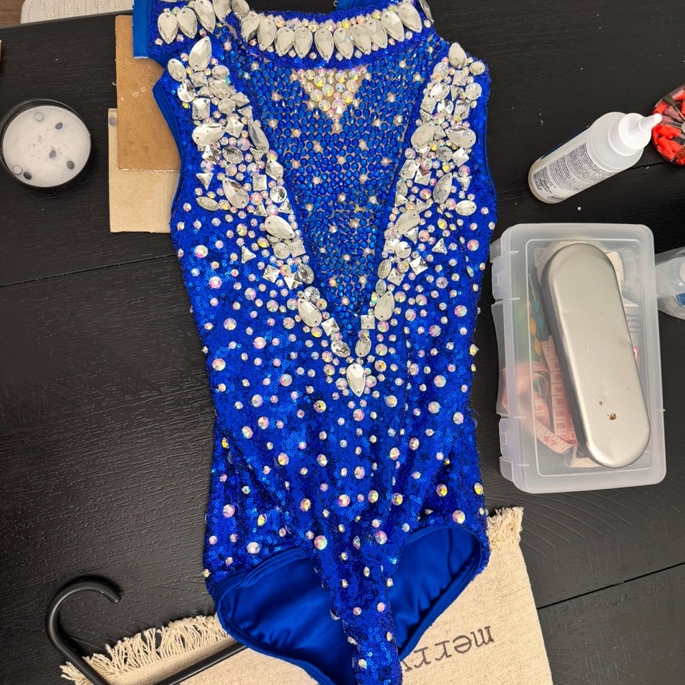 Vibrant Blue Embellished Performance Leotard